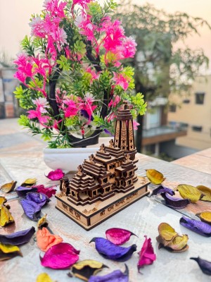 DARIDRA BHANJAN Shri Ram mandir Ayodhya 3D Wood Tempal,Ram Darbat idol,car dashboard Stone Home Temple(Height: 11, DIY(Do-It-Yourself))