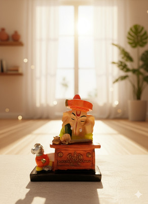 PihutiqueArt Lord Ganesha Idol Decorative Showpiece  -  11 cm(Resin, Multicolor)