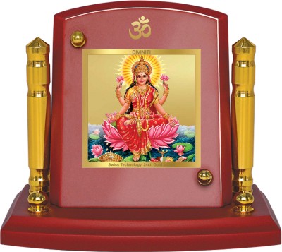 DIVINITI 24K Gold Plated Lakshmi Ji Photo Frame For Car Dashboard, Puja, Prosperity Decorative Showpiece  -  7 cm(Gold Plated, Multicolor)