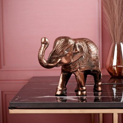 Shoppingrox Elephant Showpiece For Home Decor | Gun Metal | Copper Colour - 17 cm Decorative Showpiece  -  17 cm(Aluminium, Copper)