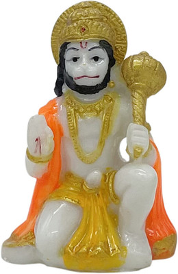 DVISHA Small Hanuman in Blessing Posture with Gada Sitting Decorative Showpiece  -  10 cm(Marble, Multicolor)