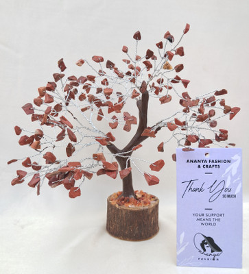 Ananyafation Red Jasper Crystal Tree Of life Silver Wired Reiki Chakra Gemstone Decorative Showpiece  -  24 cm(Stone, Red)