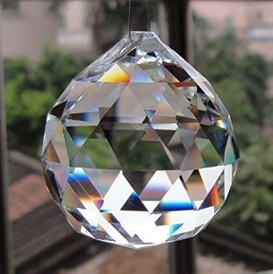 ActrovaX Fengshui Clear Crystal Hanging Ball for Good Luck & Prosperity -xld Carved Oval Crystal Stone(Clear 1 Pieces)