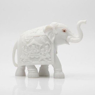 Sai Divya 18 inch Elephant Statue | White Marble Elephant | Living Room Decor Statue Decorative Showpiece  -  18.96 cm(Marble, White)