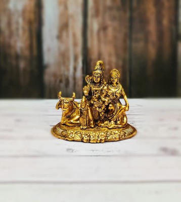 jangra Jangra Golden Oxidized Metalic Shiv Pariwar with Nandi Statue Decorative Showpiece  -  11 cm(Metal, Gold)