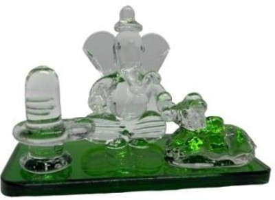 salvusappsolutions Crystal Glass Statue Idol of Lord Shiva, Ganesha, and Nandi (Green_4x2.5 inch) Decorative Showpiece  -  6 cm(Crystal, Green)