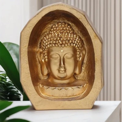 VIVARS Buddha Statue Decorative Showpiece  -  13.97 cm(Polyresin, Gold)
