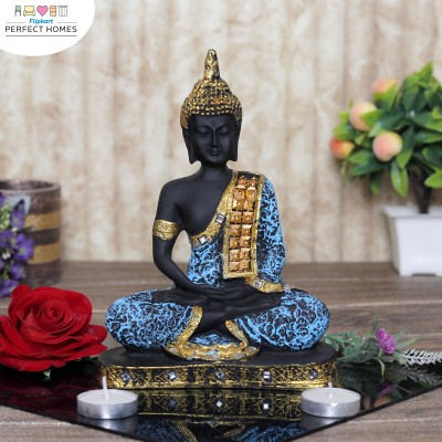 Flipkart SmartBuy Beautiful Lord Gautam Buddha in Meditating Position Statue for Home Decor Decorative Showpiece  -  7 cm(Marble, Blue)