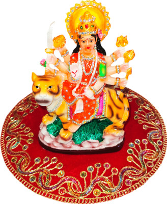 BERRYCRAVE Maa Shera wali Durga Devi Idol MATA Rani Puja POLYSTONE Murti - Diamond Studded Decorative Showpiece  -  22 cm(Polyresin, Stone, Multicolor)