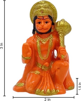 Deal Nut MADE IN INDIA HANUMAN JI BAJRANGBALI Decorative Showpiece  -  7 cm(Polyresin, Orange)