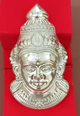 Durga Devi German silver, Laxmi mukhuta, Maha Durga devi face, pooja face Decorative Showpiece  -  15 cm(Brass, Silver Plated, Silver)