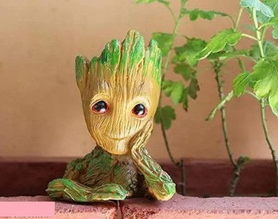 BSRENTERPRISEZ Baby Groot Multi Purpose Flower Pot/Pen Stand Decorative Showpiece  -  14 cm(Polyresin, Multicolor)