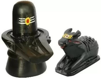 Shaanvineni Shivling For Pooja Decorative Showpiece  -  10 cm(Marble, Black)