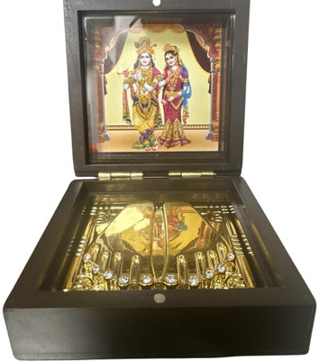 RK Basics Radha Krishan Charan Swaroop Radha Krishna Murti Decorative Showpiece  -  10 cm(Wood, Brown)