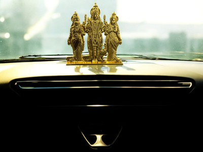 ASTRAMART GOD MURUGAN VALLI DEIVANAI STATUE FOR CAR DASHBOARD Decorative Showpiece  -  9 cm(Metal, Gold)