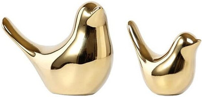NISHIV Beautiful Bird Figurines Room Decor Shiny Ceramic Bird Crafts Art Statue Decorative Showpiece  -  5 cm(Ceramic, Gold)