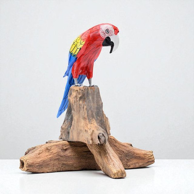 Bagus Bird Figurines - Recycled Wood Collectibles | Rare Birds Home Decor Items Decorative Showpiece  -  8 cm(Wood, Blue)
