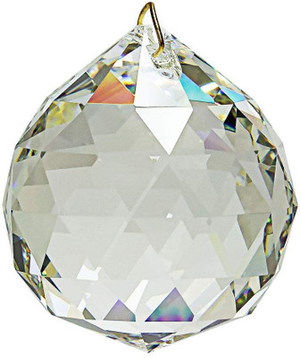 Decent Glass Crystal Hanging Ball Feng Shui Prisms Sun-Catcher Decorative Showpiece  -  4 cm(Glass, White)