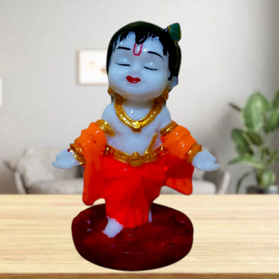 WINSOME COLLECTION Krishna Idol Statue Murti Kanha Kanhiya Gopala Decorative Showpiece  -  11 cm(Resin, White)
