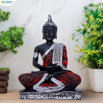Flipkart SmartBuy Beautiful Lord Gautam Buddha Statue Meditating Position for Home Decor Decorative Showpiece  -  16 cm(Polyresin, Red)
