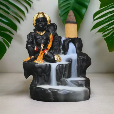 CRAFTWELL BackFlow Hanuman Statue With 30 pcs Dhoop Sticks Decorative Showpiece  -  5 cm(Resin, Black)