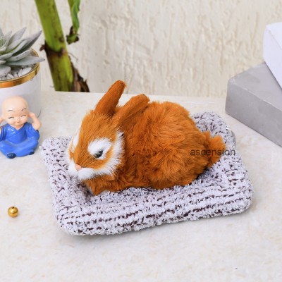 Ascension Cute Rabbit for Car Dashboard with Activated Carbon Car Interior Accessories Decorative Showpiece  -  13.5 cm(Fabric, Brown, White)