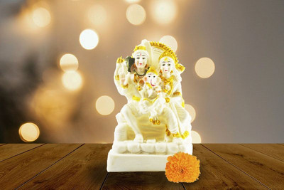 Crafts For You Shiv pariwar big Decorative Showpiece  -  10 cm(Polyresin, Gold, White)