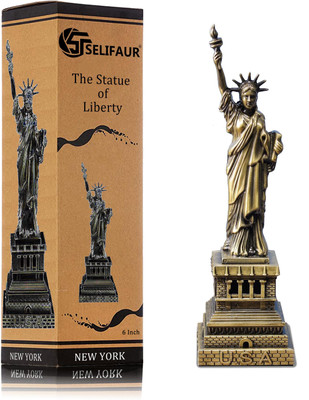 Selifaur Statue of Liberty, Symbol of Freedom Showpiece/Statue for Home Decor Decorative Showpiece  -  15 cm(Metal, Gold, Dark Green)