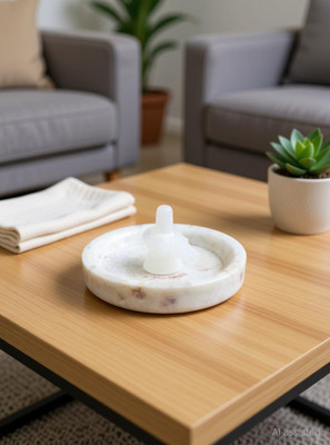 KRAFT CLOUDS White Shiv Shivling with Marble Bowl Plate for Pooja, Jal Abhishek | Small Decorative Showpiece  -  5 cm(Marble, Stone, White)