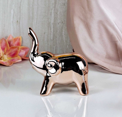 Satyam Kraft 1 Pc Elephant Ceramic Showpiece For Home Decor,Rakshabandhan Gifting Decorative Showpiece  -  11 cm(Ceramic, Pink)