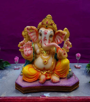Sankalan Creation Ganesha Decorative Showpiece  -  20 cm(Marble, Multicolor)