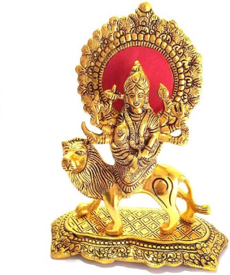 Green Tales Metal Durga Maa Idol Showpiece Figurine, Sherawali Ambe Maa Murti Statue Decorative Showpiece  -  8 cm(Brass, Gold)