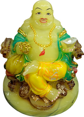 S A Gifts Sai Amrut Happy Man Radium glowing in night Laughing Buddha 8 Inch Decorative Showpiece  -  20.32 cm(Marble, Green)