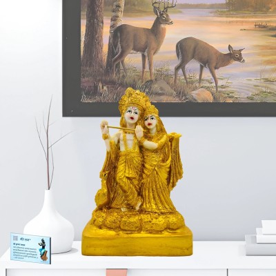 Mere Ram MereRam Radha-Krishna Standing Idol Statue (8-inch) free Mini Board worth Rs 100 Decorative Showpiece  -  20 cm(Marble, Resin, Gold, White)