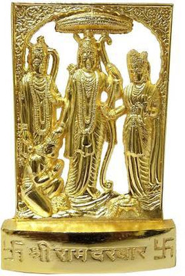 SHRI ASTHA VINAYAK Shri Ram Darbar Brass Metal Home Decoration Office 10 cm Decorative Showpiece  -  10 cm(Metal, Gold)