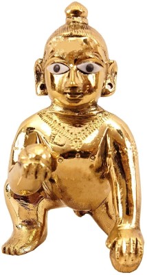 pujahome Pujahome rass Laddu Gopal Idol Krishna weight - 800 gram,7 no(5.5 inch) Decorative Showpiece  -  13.97 cm(Brass, Gold)