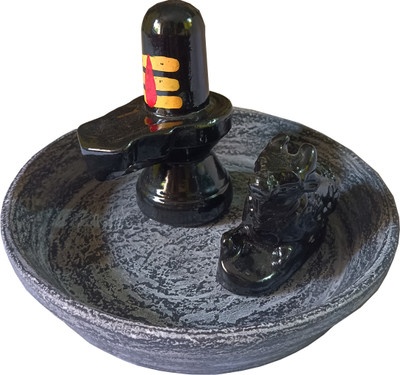 OZOSA Shivling Shiva idol murti Decorative Showpiece  -  12.5 cm(Marble, Black)