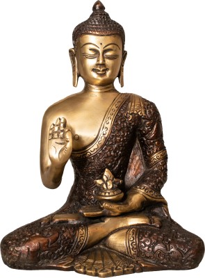 CraftedYogi Brass Buddha Statue with Golden Patina Decorative Showpiece  -  20.828 cm(Brass, Multicolor)