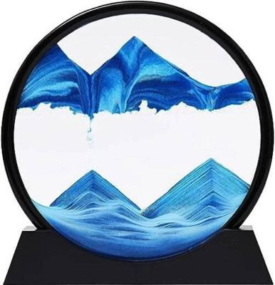 SAWARIYA Sand Art Picture Round Glass 3D Deep Sea Sandscape Motion Display Flowing Sand Decorative Showpiece  -  17.78 cm(Glass, Blue)