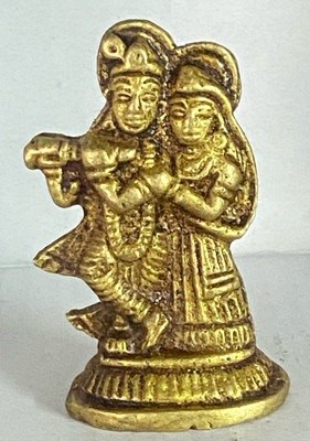 K.D. Handicrafts Lord Radha Krishna 4.5cm 50g Brass Idol/Statue Decorative Showpiece  -  4.5 cm(Brass, Yellow)