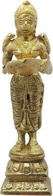 Uv Creation Deeplakshmi for Your Temple - Home Worship Figurine Decorative Showpiece  -  10 cm(Brass, Gold)
