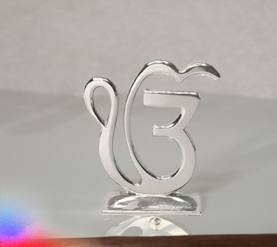 De-Ultimate Sikh/Punjabi Ek Onkar Idol for Gifting, Home and Office Table, and Car Dashboard Decorative Showpiece  -  6 cm(Metal, Silver)