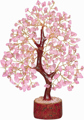 VIBESLE Rose Quarts Tree - Crystals and Healing Stones, Tree of Life Decorative Showpiece  -  25 cm(Stone, Pink)