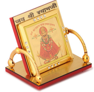 Divine Collections Enterprises DivColl Divine Shyam Gold Frame – Gold Foil Plated Khatu Shyam Ji Photo Decorative Showpiece  -  5 cm(Fiber, Yellow)