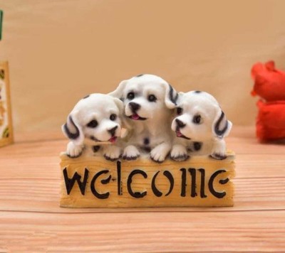 YuviKrissh Welcome Dog Showpiece Statue for Door Entrance Decoration Items Decorative Showpiece  -  10 cm(Resin, White)