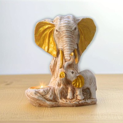 BECKON VENTURE Resin Elephant Showpiece For Home Decor Show pieces Gift Items living room Decorative Showpiece  -  23.5 cm(Polyresin, White)