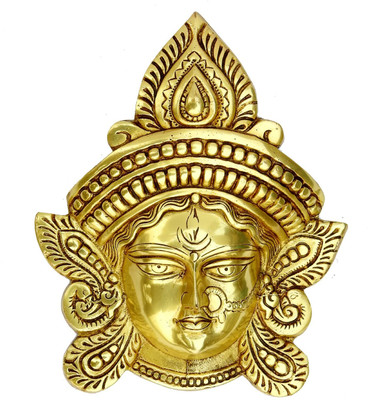 SUSAJJIT DECOR Goddess Durga Face Wall Hanging Made of Brass Decorative Showpiece  -  24 cm(Brass, Yellow)