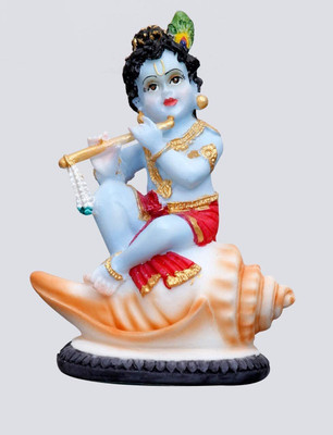 AAMAR HANDCRAFT Krishna with shankh Idol Lord Krishna Statue Baby Krishna Statue Decorative Showpiece  -  12 cm(Polyresin, Multicolor)