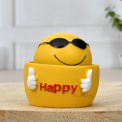 Ascension Happy Head Shaking Smiley Emoji for Car Dashboard Smiley Toys for Kids Room Decorative Showpiece  -  6 cm(Resin, Multicolor)