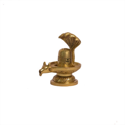 Neo Classic Shivling Shiva Shivlingam with Panchmukhi Sheshnaag & (Gomukh Jal Dhara) Decorative Showpiece  -  12.5 cm(Brass, Gold)